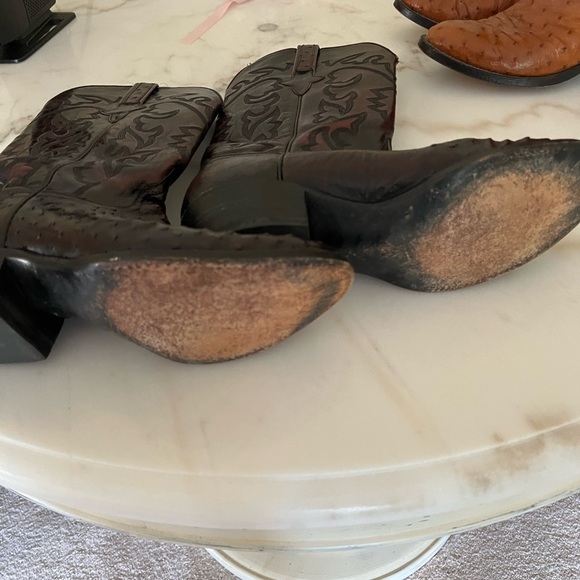 Two pair of Lucchese Ostrich skin boots.  PRICING IS PER PAIR. - Picture 6 of 10